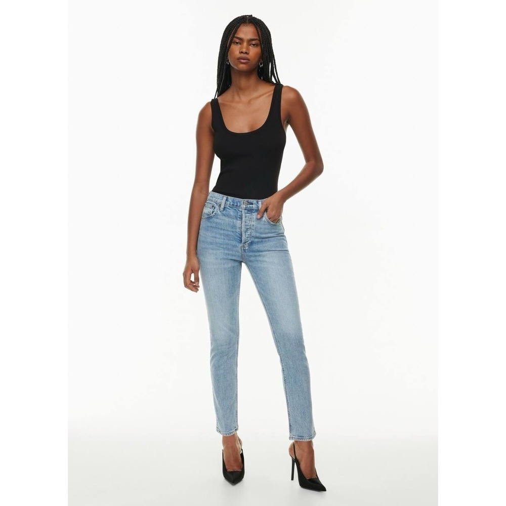 Denim Forum The Yoko High Rise Slim Jeans Womens 27 Aritzia Exposed Button Fly